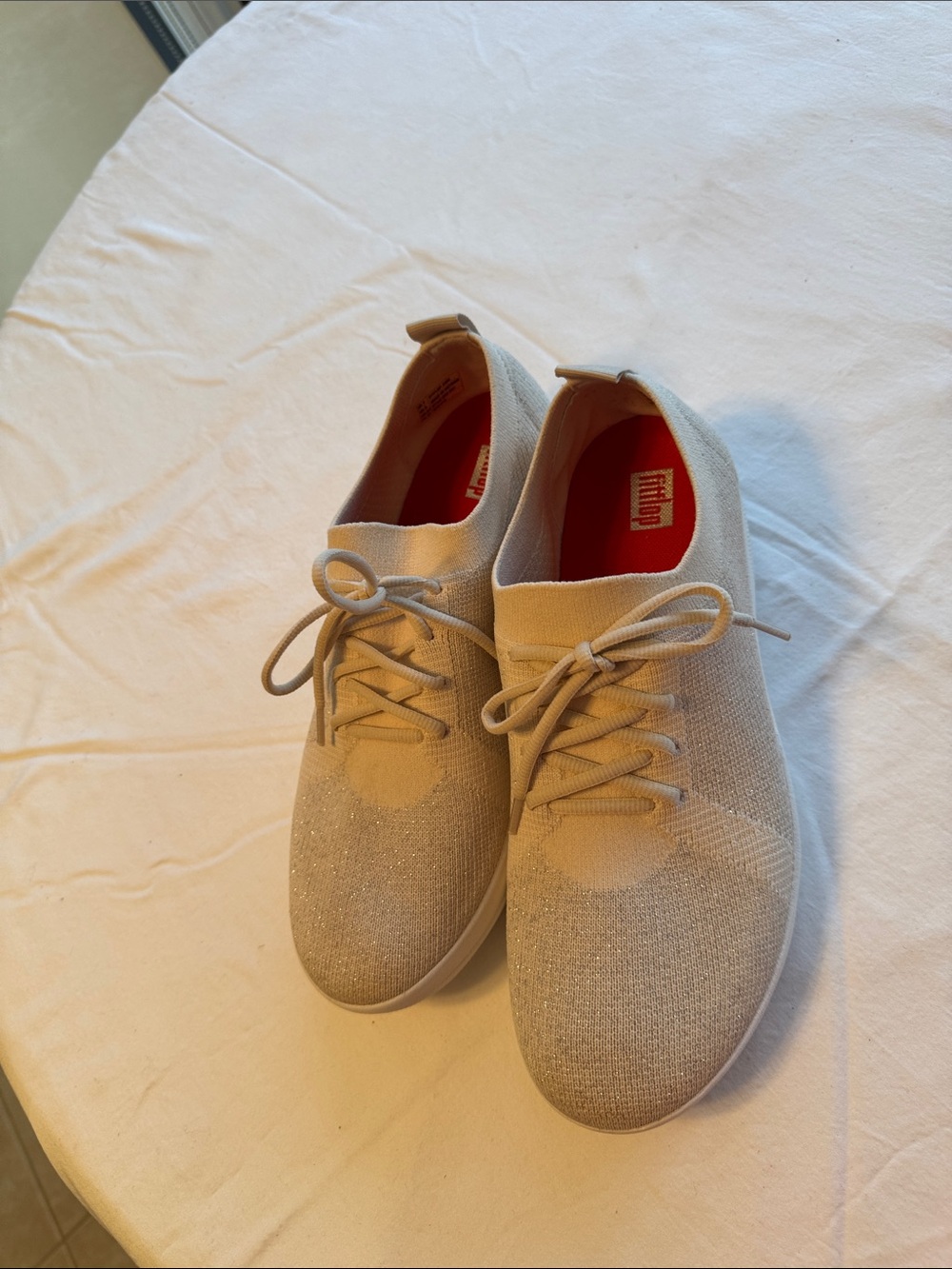 FitFlop Beige Knit Lace-Up Women's Sneakers